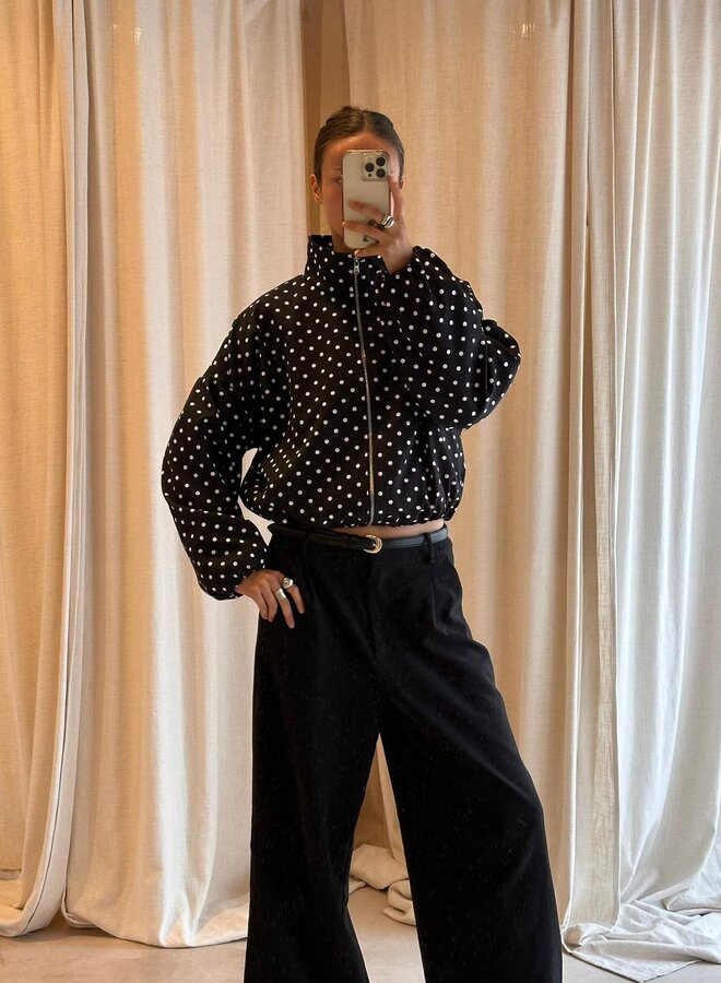 Polka Dot Bomber Jacket - Noir et Blanc