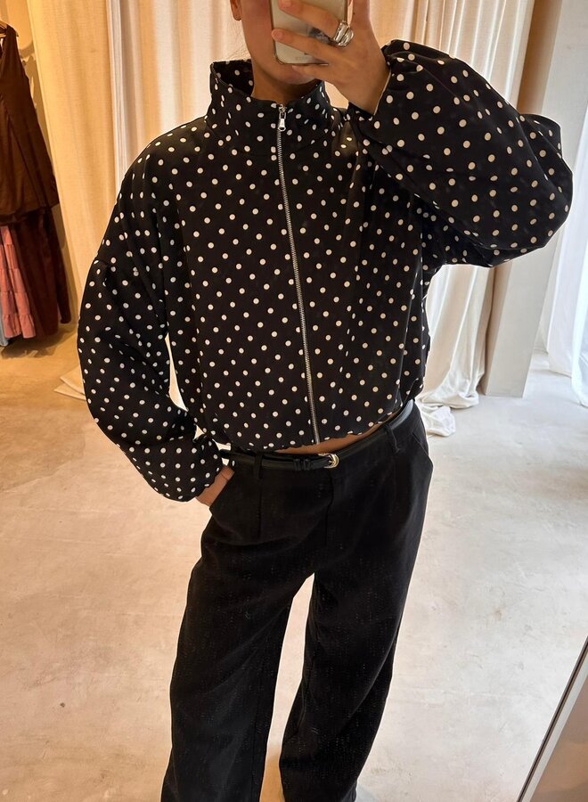 Polka Dot Bomber Jacket - Noir et Blanc