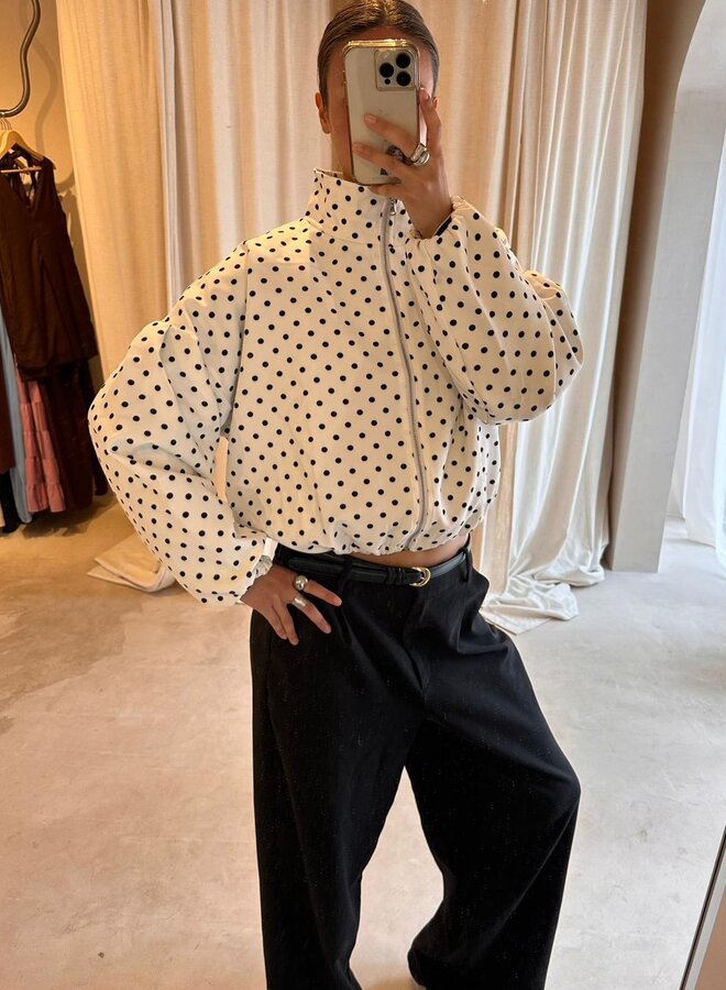 Polka Dot Bomber Jacket - Blanc et Noir