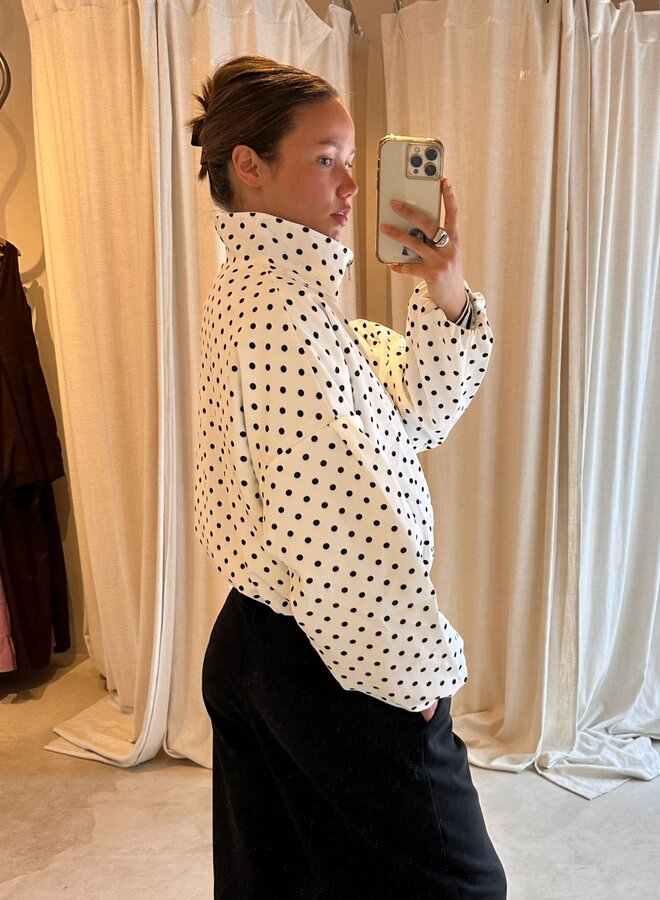 Polka Dot Bomber Jacket - Blanc et Noir