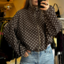 Polka Dot Bomber Jacket - Marron et Blanc