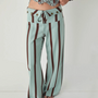 LAAGAM - Tashi Striped Flow Pants - Turqouise