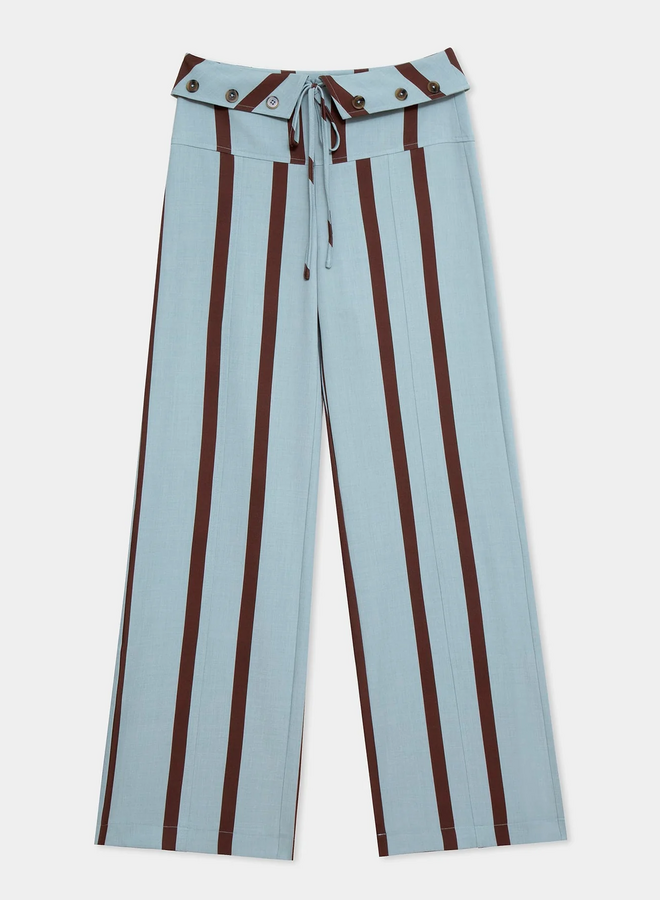 LAAGAM - Tashi Striped Flow Pants - Turqouise