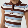 LAAGAM - Erya Striped Polo T-Shirt - Blue