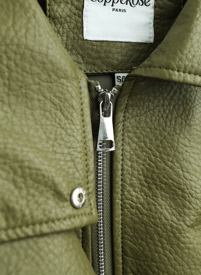Alix Faux Leather Bomber - Green