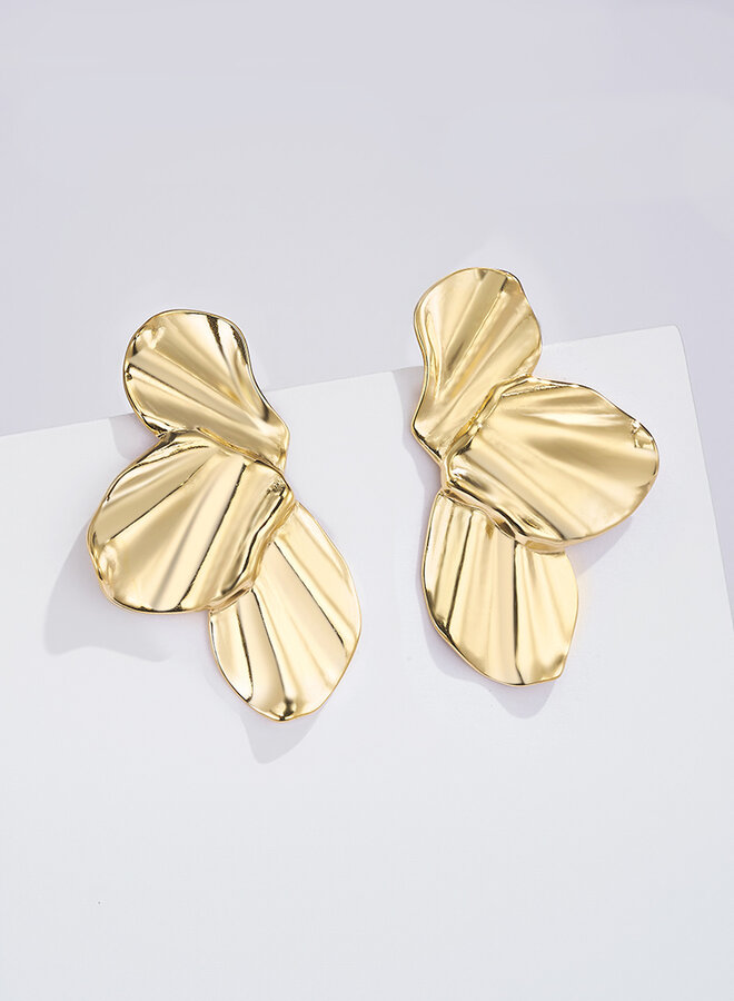 Lucy - Earrings Flower Pedal - Gold