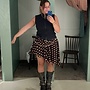 Asymmetric Polka Dot Jupe - Marron