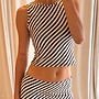 Ava Set Top - Marron et Blanc