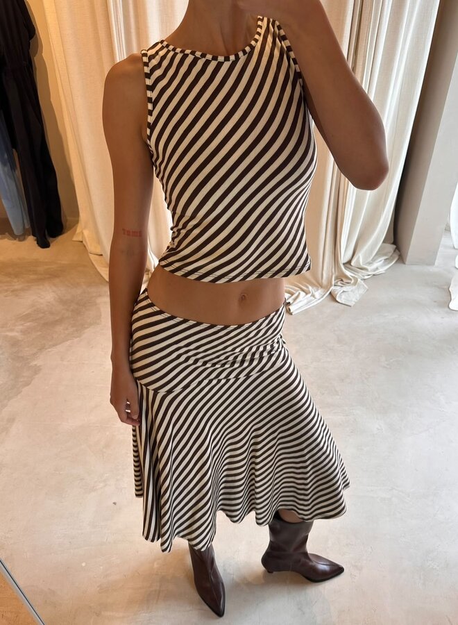 Ava Set Skirt - Marron et Blanc