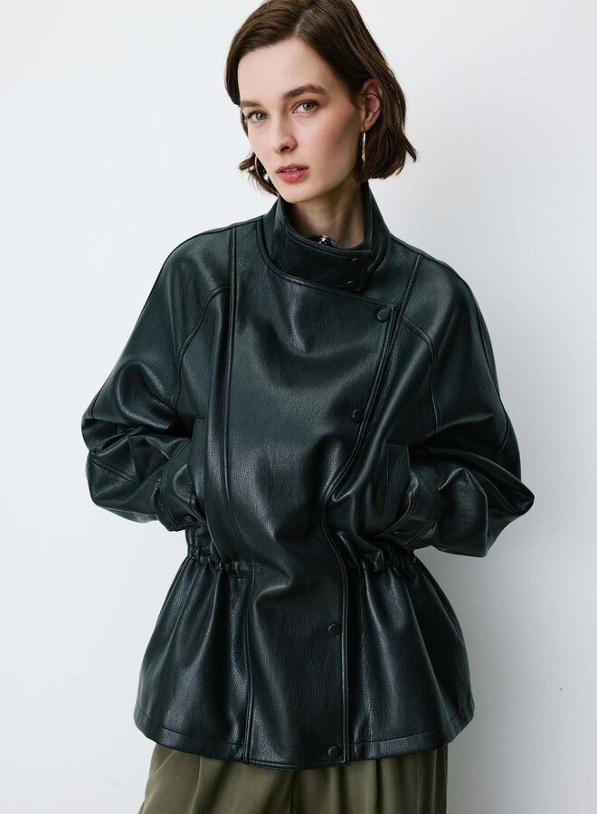 G&M - Relaxed Faux Leather Jacket Auburn - Noir