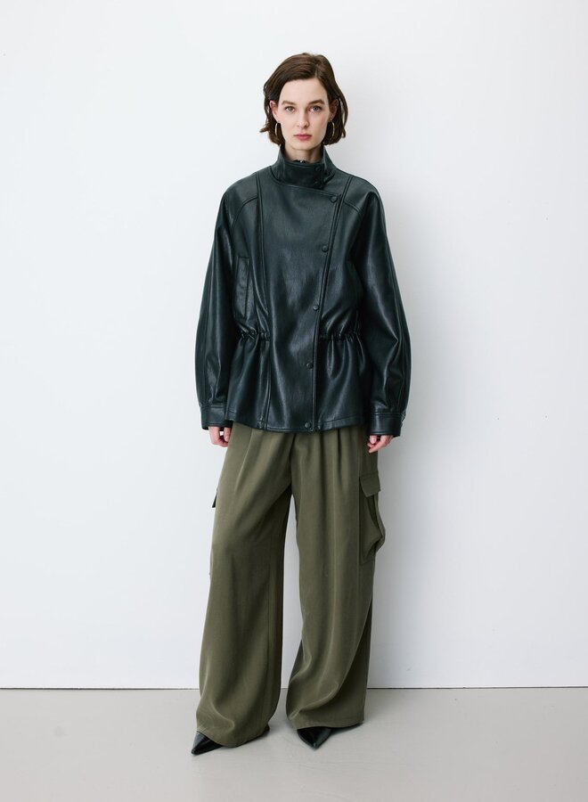 G&M - Relaxed Faux Leather Jacket Auburn - Noir