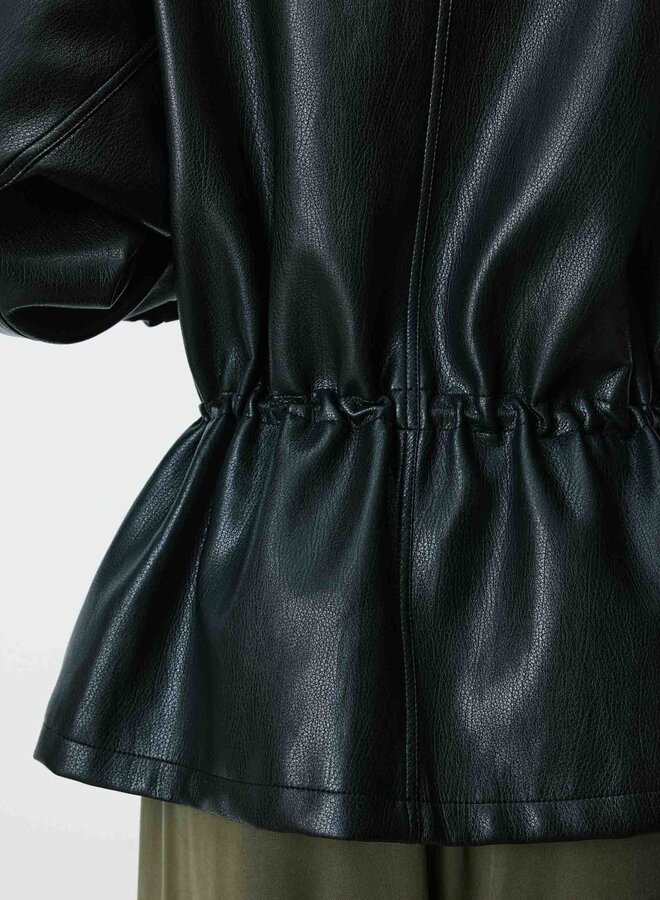 G&M - Relaxed Faux Leather Jacket Auburn - Noir