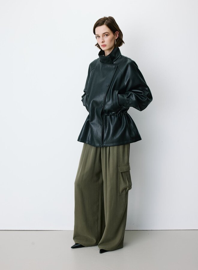 G&M - Relaxed Faux Leather Jacket Auburn - Noir