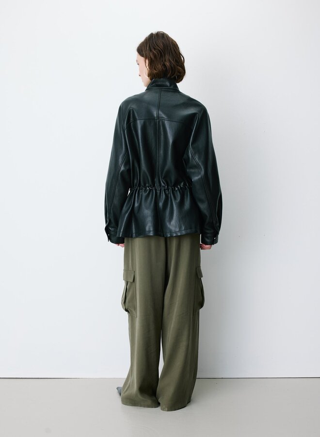 G&M - Relaxed Faux Leather Jacket Auburn - Noir