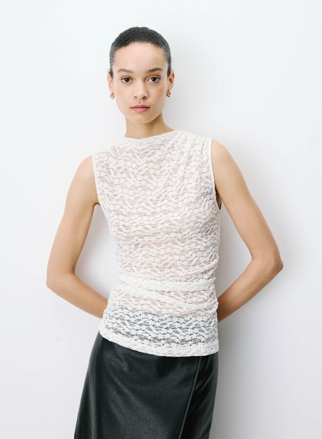 G&M - Sleeveless Avilla Lace Top - Ecru