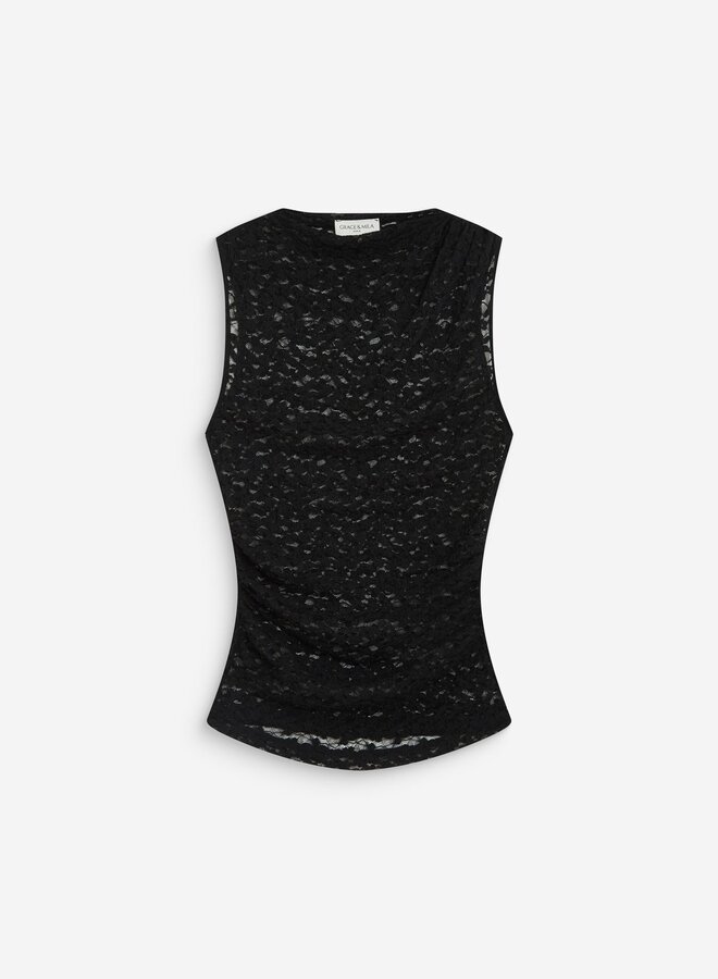 G&M - Sleeveless Avilla Lace Top - Noir