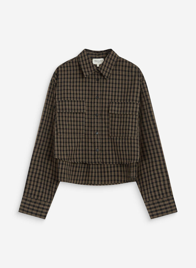 G&M - Boxy Cropped Shirt Azelle - Noir