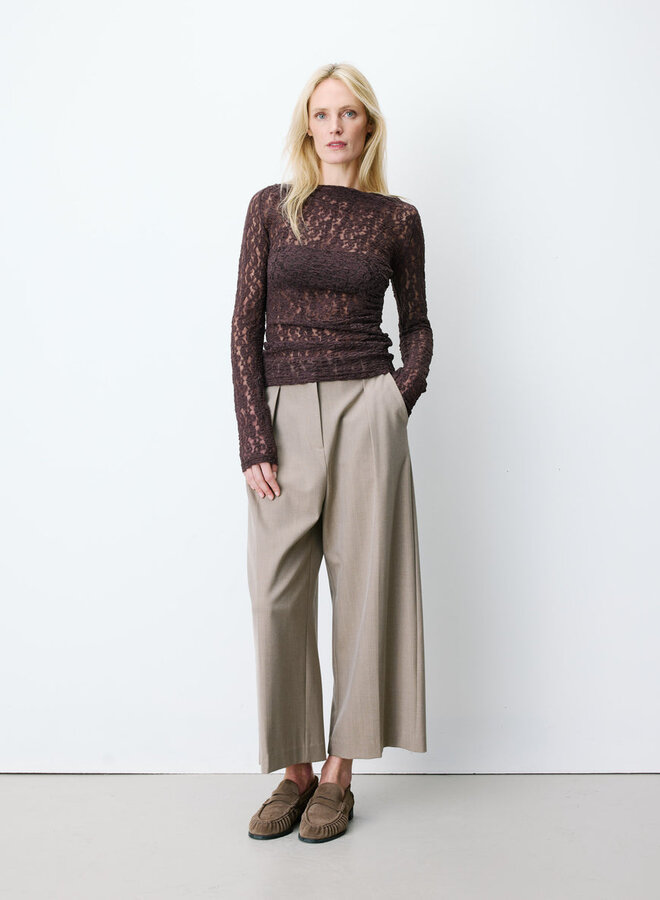 G&M - Boat-Neck Lace Top Avoine - Chocolat