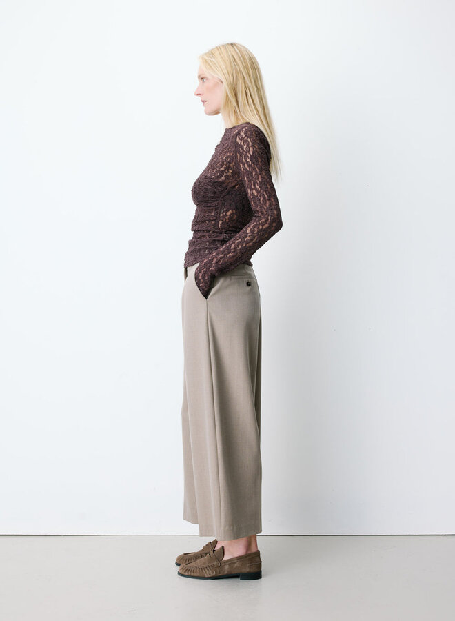 G&M - Boat-Neck Lace Top Avoine - Chocolat
