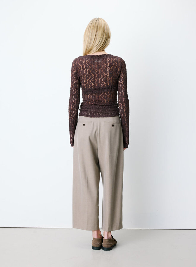 G&M - Boat-Neck Lace Top Avoine - Chocolat