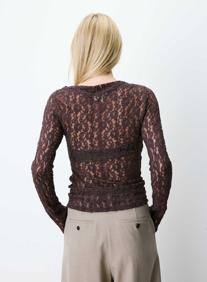 G&M - Boat-Neck Lace Top Avoine - Chocolat