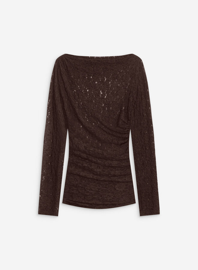 G&M - Boat-Neck Lace Top Avoine - Chocolat