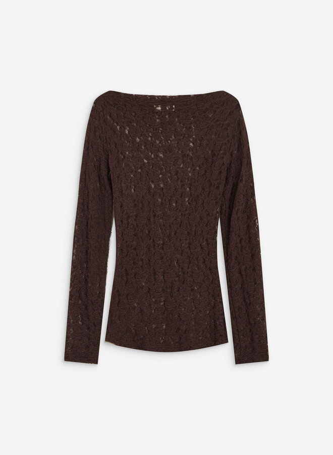 G&M - Boat-Neck Lace Top Avoine - Chocolat