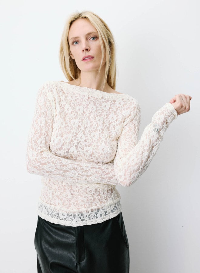 G&M - Boat-Neck Lace Top Avoine - Ecru