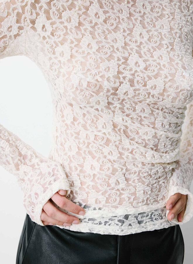 G&M - Boat-Neck Lace Top Avoine - Ecru