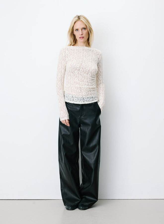 G&M - Boat-Neck Lace Top Avoine - Ecru