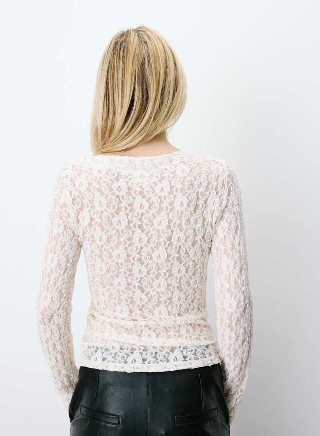 G&M - Boat-Neck Lace Top Avoine - Ecru