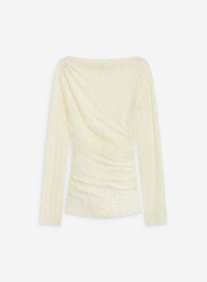 G&M - Boat-Neck Lace Top Avoine - Ecru