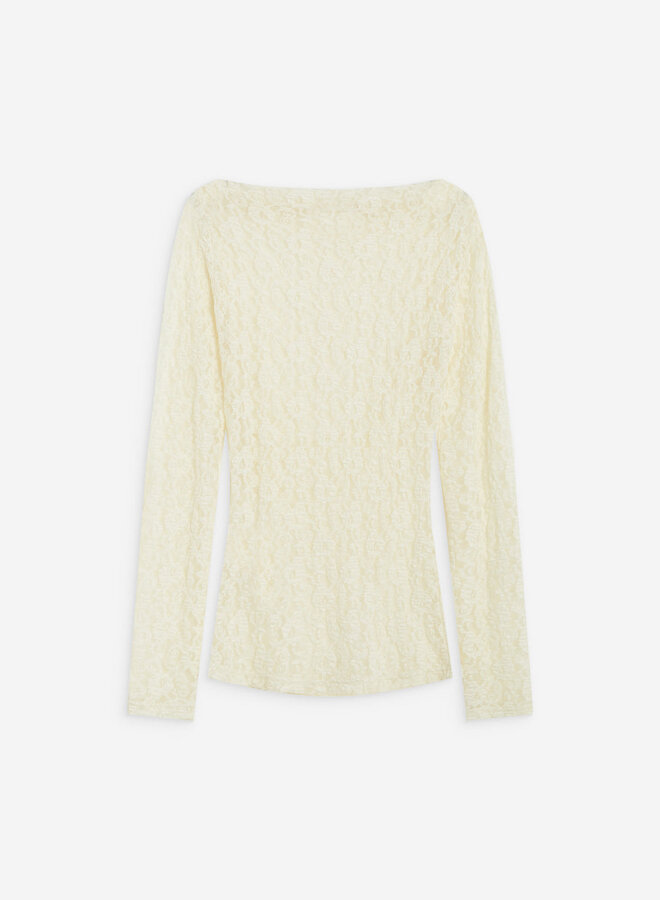 G&M - Boat-Neck Lace Top Avoine - Ecru