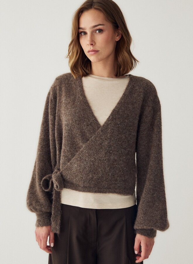 Noella - N-Maelee Knit Cardigan - Timber Brown Melange