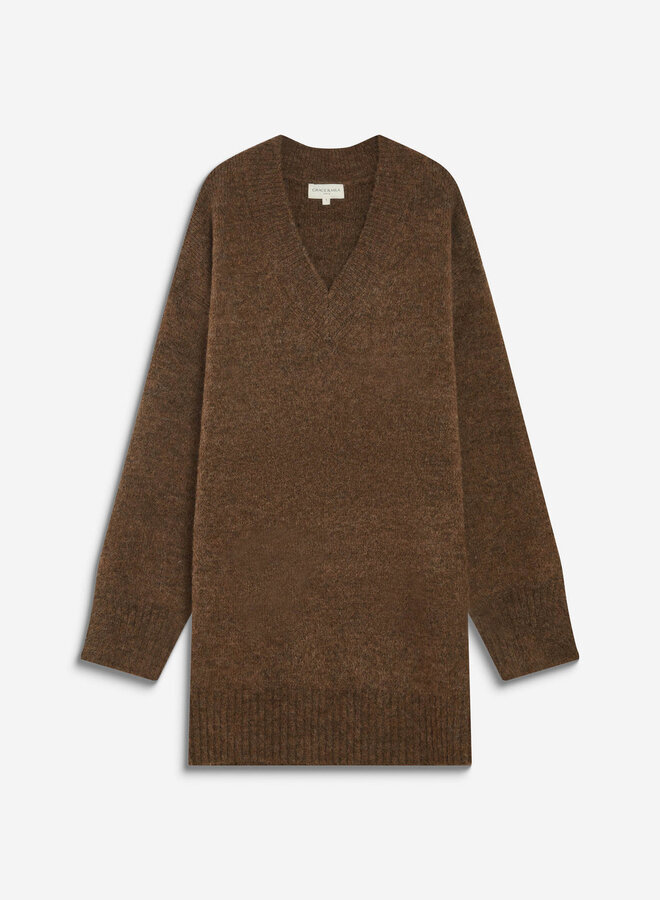 G&M - Oversized Short V-Neck Dress Airina - Chocolate