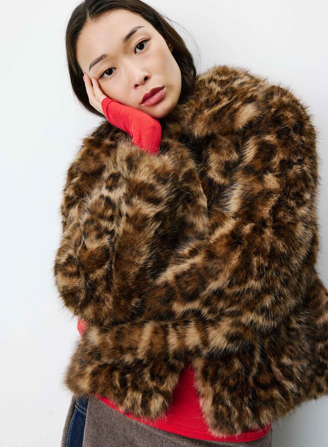 G&M - Short Leopard Faux-Fur Coat Alva - Leo