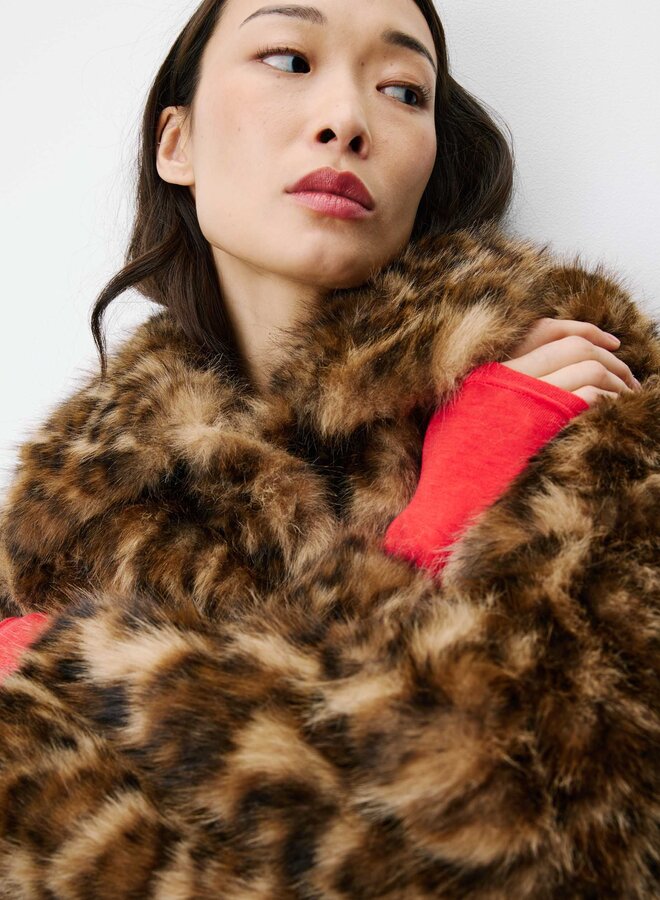 G&M - Short Leopard Faux-Fur Coat Alva - Leo