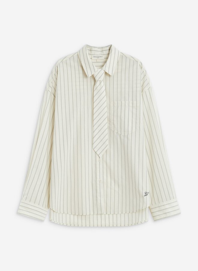 G&M - Oversized Cotton Shirt Athena - Blanc