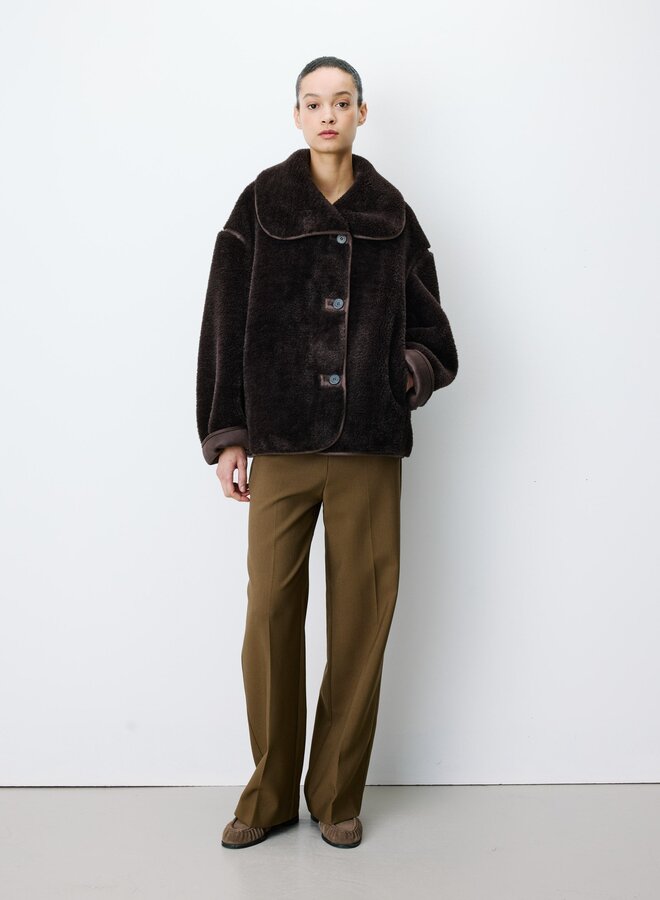 G&M - Oversized Buttoned Faux-Fur Coat Amelio - Chocolat