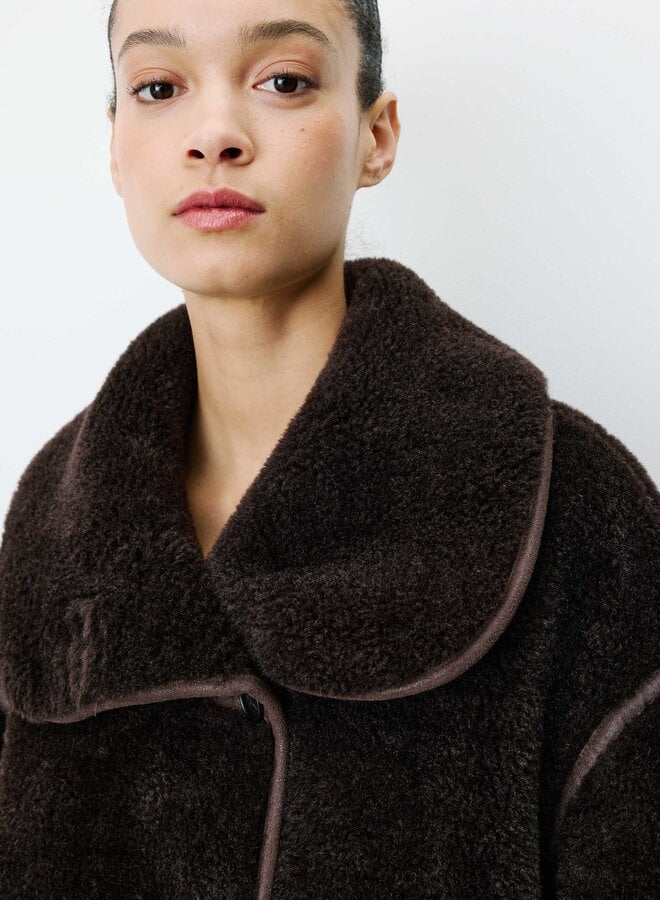G&M - Oversized Buttoned Faux-Fur Coat Amelio - Chocolat