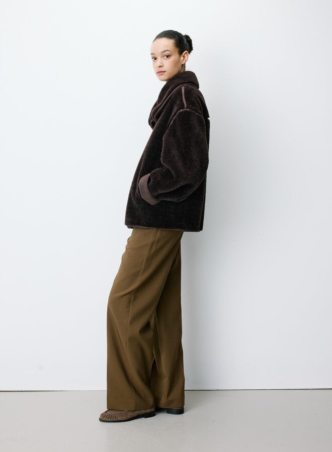 G&M - Oversized Buttoned Faux-Fur Coat Amelio - Chocolat