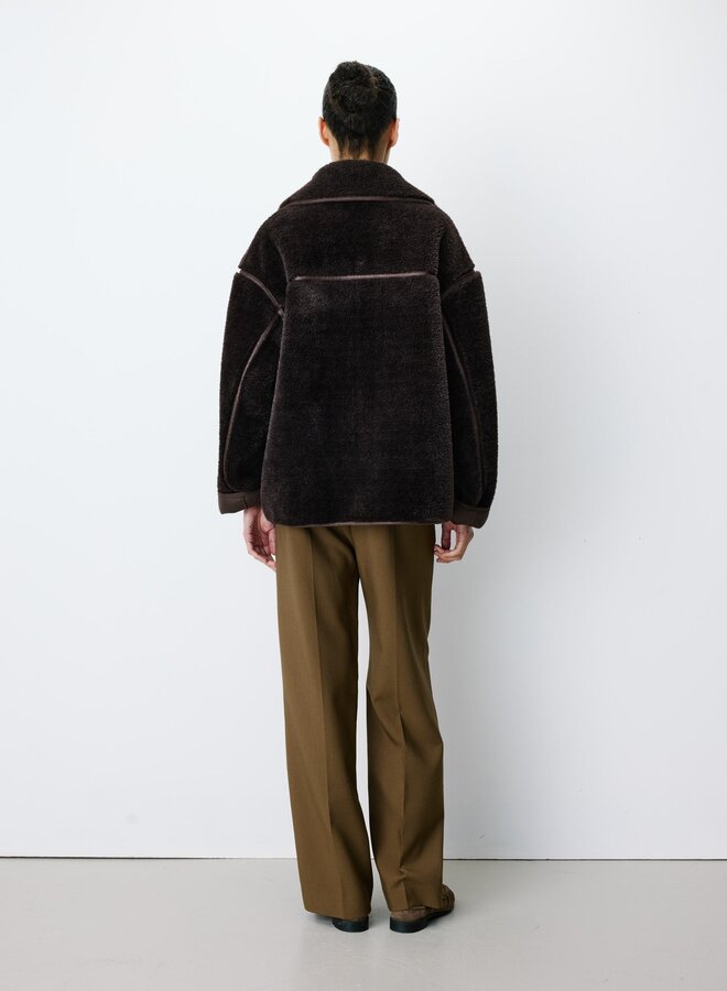 G&M - Oversized Buttoned Faux-Fur Coat Amelio - Chocolat