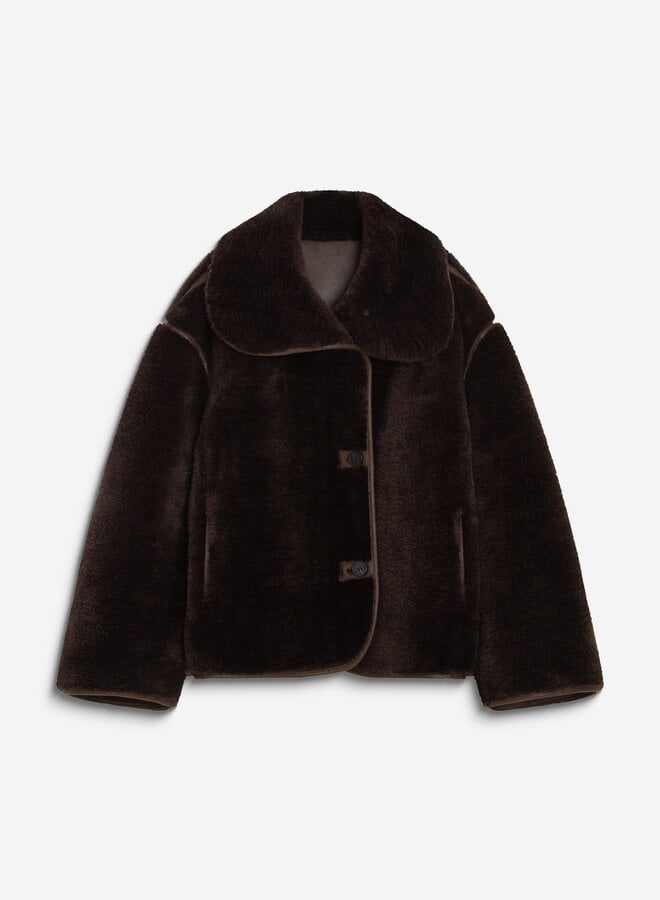 G&M - Oversized Buttoned Faux-Fur Coat Amelio - Chocolat