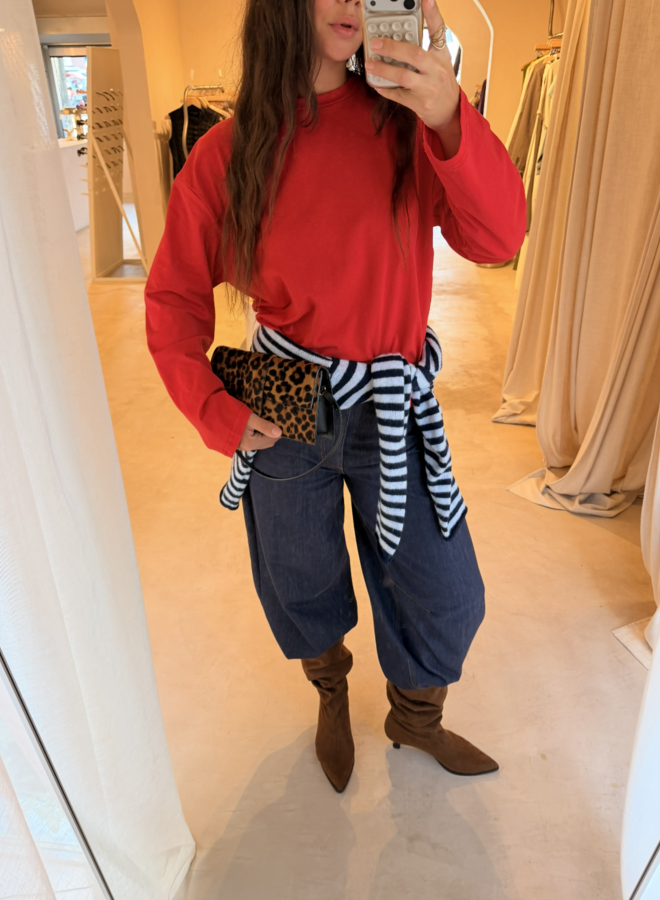 Oversized Long Sleeves T-Shirt - Rouge