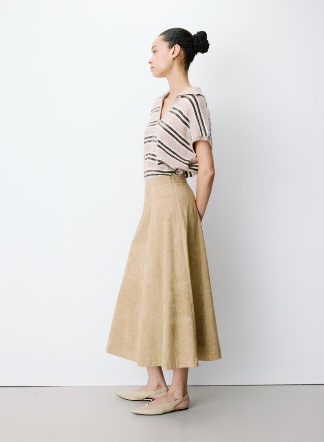 G&M - Flared Maxi Suede-Effect Skirt Ariana - Coffee