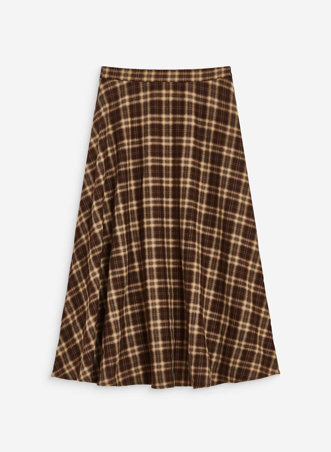 G&M - Plaid Flannel A-Line Maxi Skirt Adonia - Chocolat
