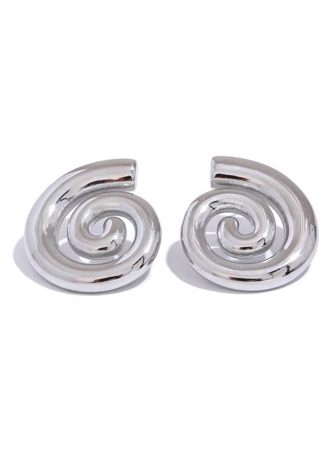 LUCY - Spiral Jazz Earrings - Silver