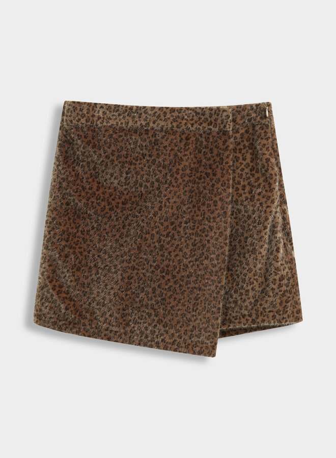 Hairy Tiger Print Skirt - Brown