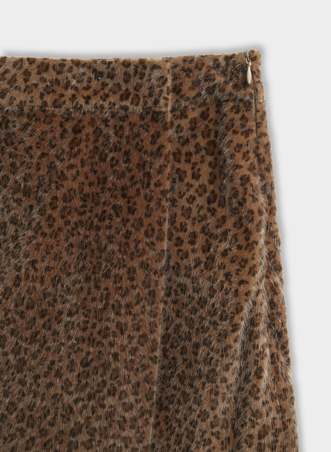 Hairy Tiger Print Skirt - Brown