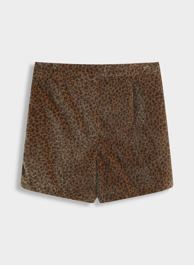 Hairy Tiger Print Skirt - Brown